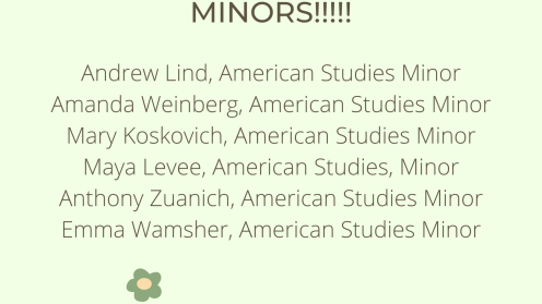 Light green background with retro flowers listing American studies Minors